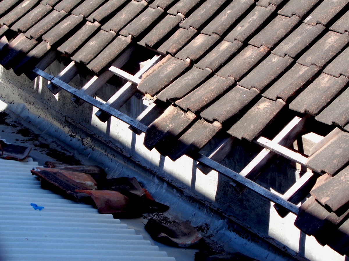 Close-up of an urban residential roof