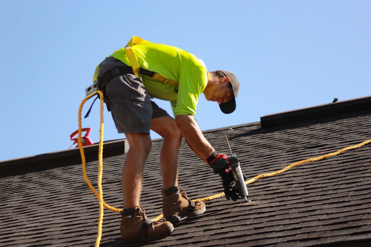 Roofing crew at work